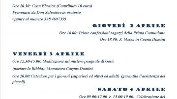 APPUNTAMENTI DELLA SETTIMANA SANTA