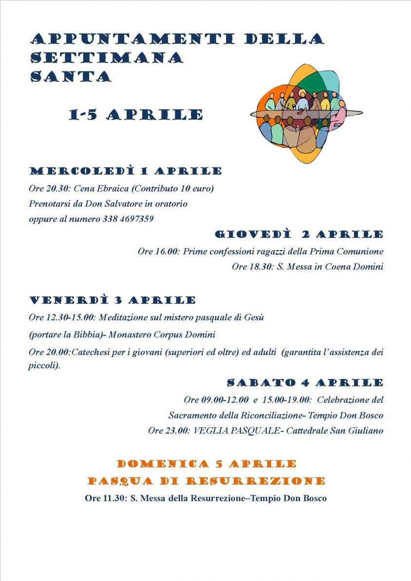 APPUNTAMENTI DELLA SETTIMANA SANTA