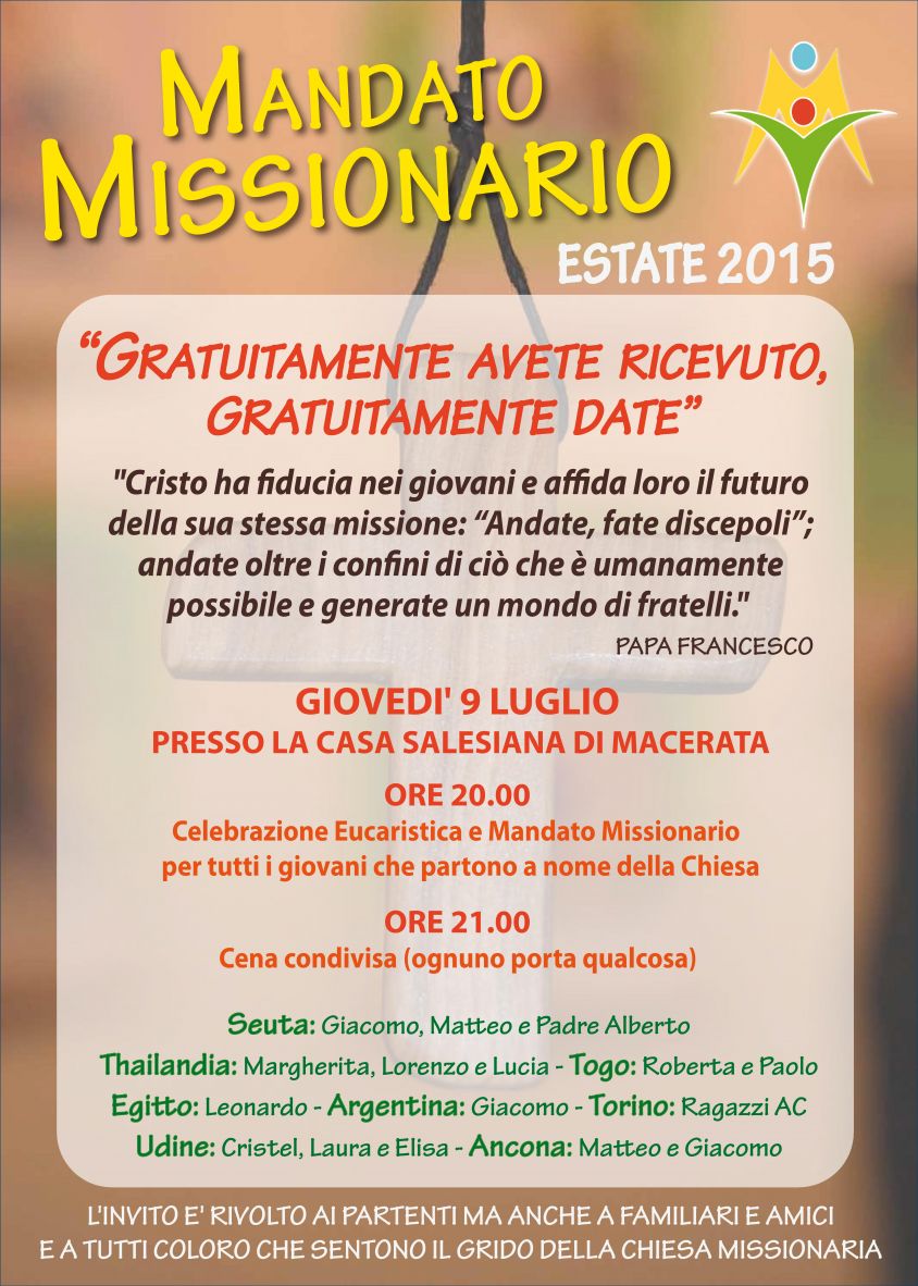 MANDATO MISSIONARIO ESTATE 2015